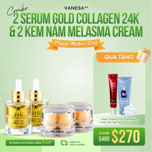 Combo 2 Serum Gold Collagen 24K & 2 Melasma Cream